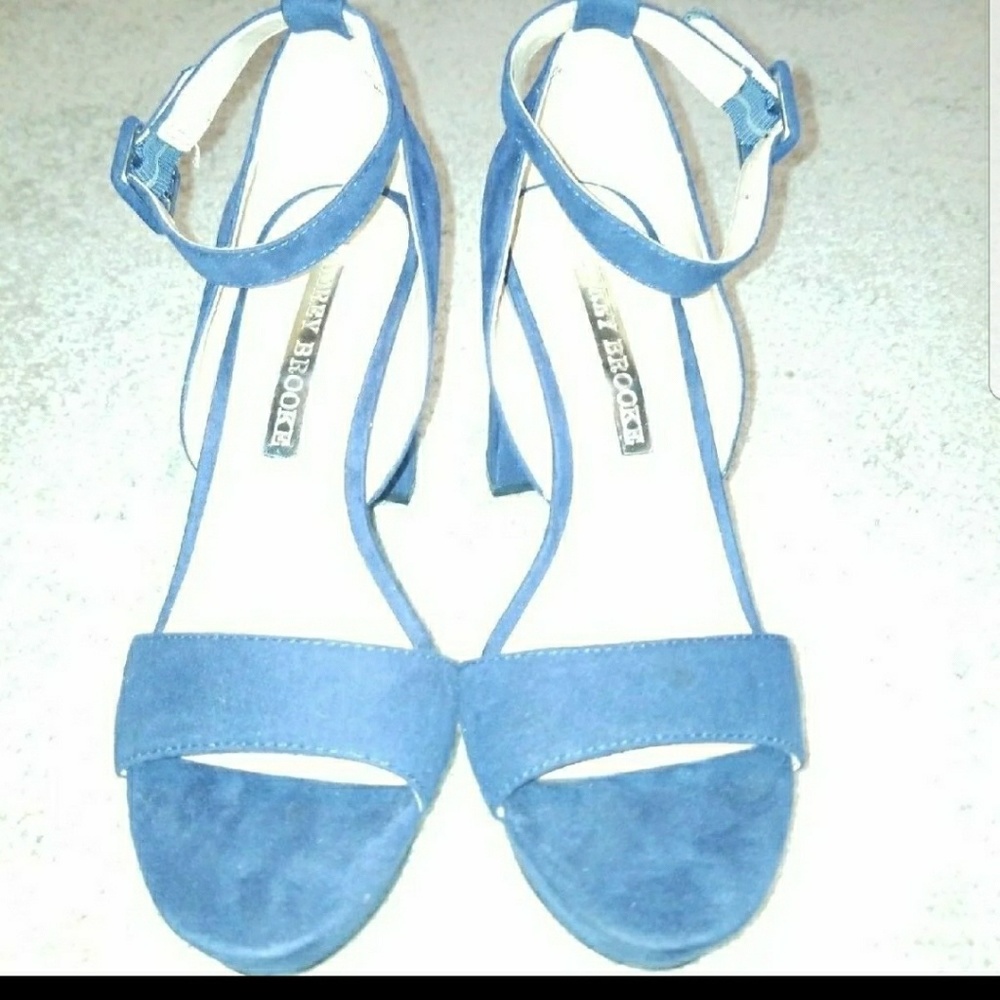 Audrey Brooke Blue Suede Block Sandals